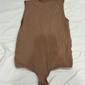 Brown SKIMS halter bodysuit